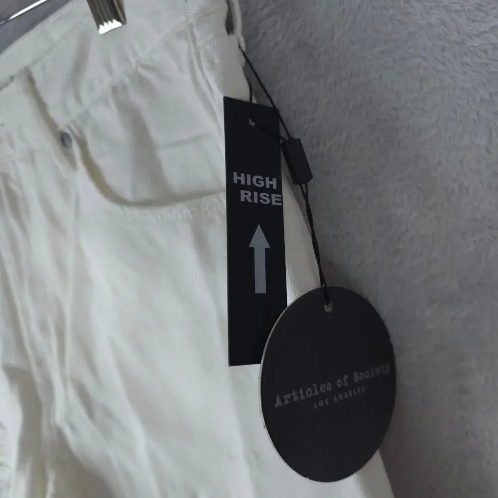 Articles of Society Shorts Womens 29 White‎ Cotton Distressed Cut Off 4